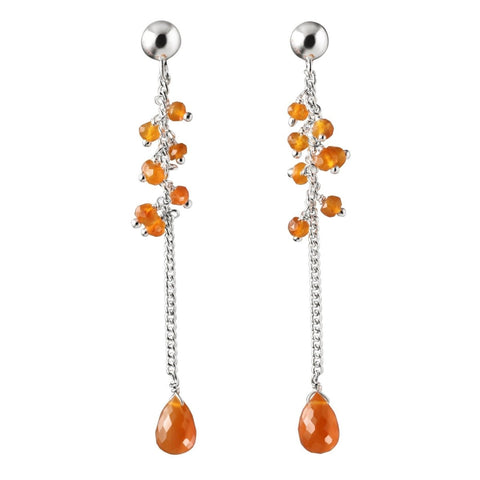 Silver and Faceted Carnelian Drop Earrings - Franki Baker Jewellery