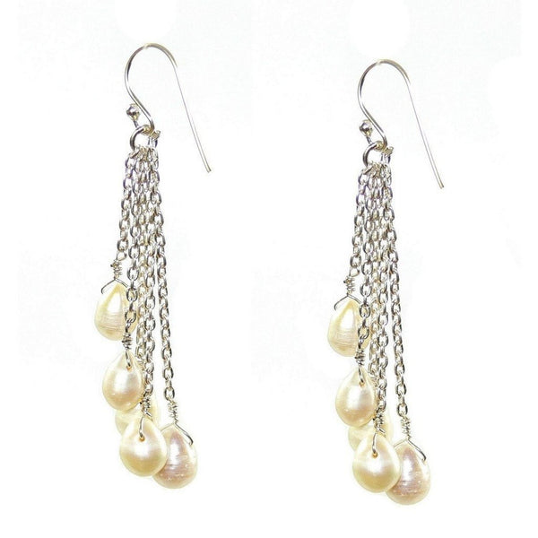 Silver and White Pearl Drop Earrings - Franki Baker Jewellery