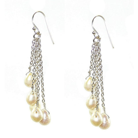 Silver and White Pearl Drop Earrings - Franki Baker Jewellery