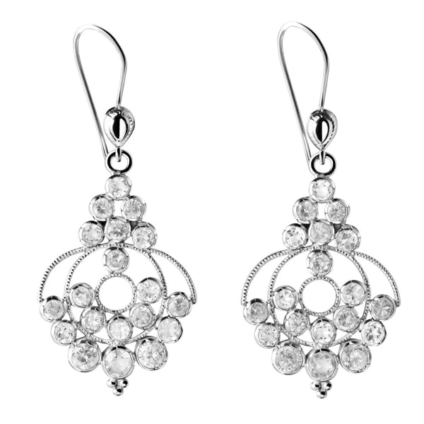 Simulated Diamond and Silver Chandelier Earrings - Franki Baker Jewellery
