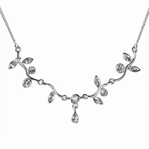 Simulated Diamond Cubic Zirconia and Sterling Silver Chain Necklace - Franki Baker Jewellery