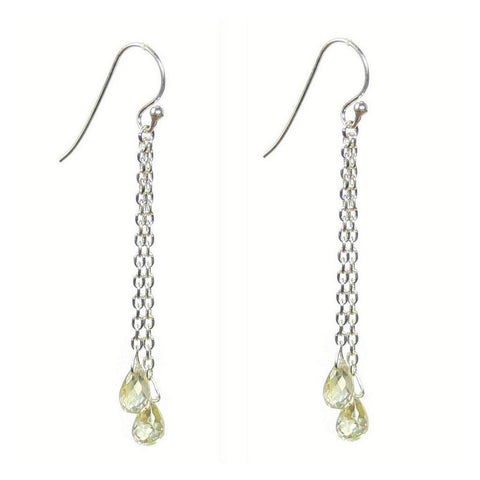 Simulated Diamond Cubic Zirconia Sterling Silver Drop Earrings - Franki Baker Jewellery