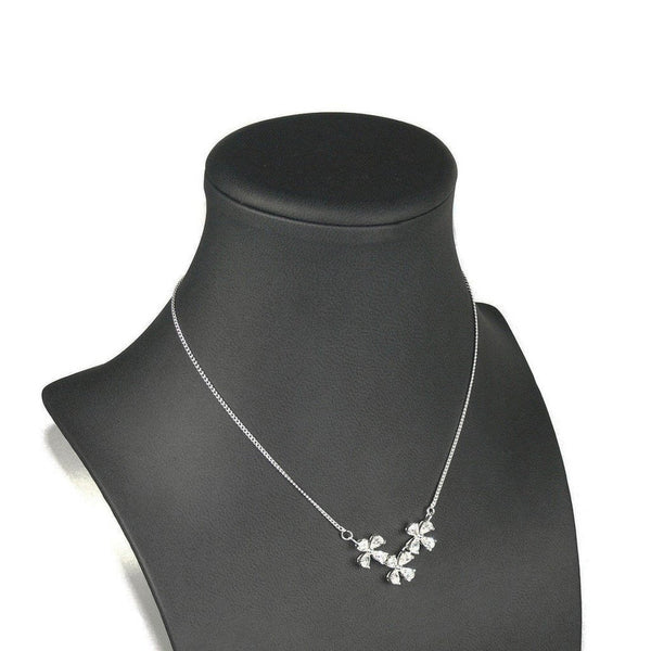 Simulated Diamond CZ Flower Necklace on Sterling Silver Chain - Franki Baker Jewellery