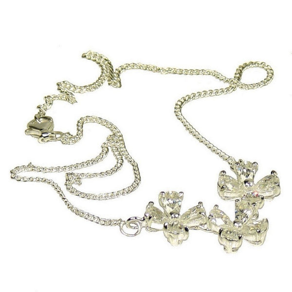 Simulated Diamond CZ Flower Necklace on Sterling Silver Chain - Franki Baker Jewellery