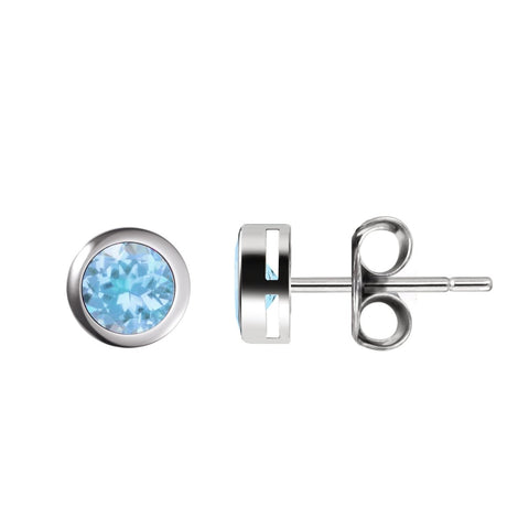 Small & Dainty Natural Swiss Blue Topaz Gemstones Stud Earrings set in 925 Sterling Silver. Gem Size: 4mm