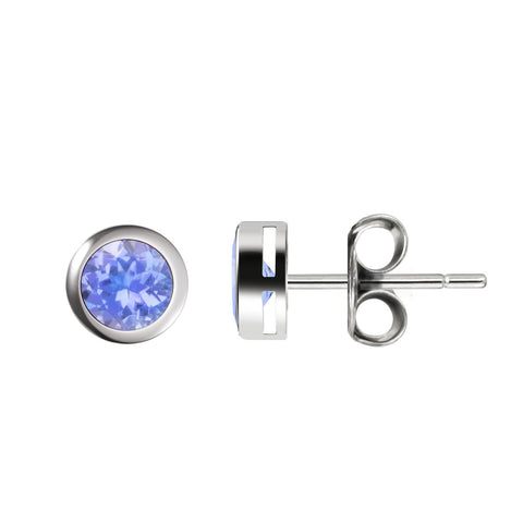 Small & Dainty Natural Tanzanite Gemstones Stud Earring Set in 925 Sterling Silver. Gem size: 4mm