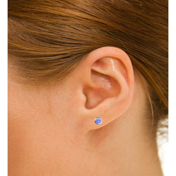 Small & Dainty Natural Tanzanite Gemstones Stud Earring Set in 925 Sterling Silver. Gem size: 4mm