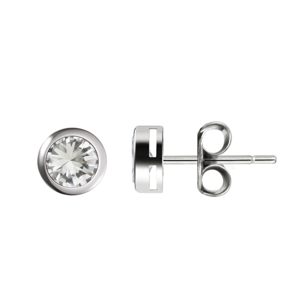 Small & Dainty Natural White Topaz Gemstones Stud Earring & 925 Sterling Silver. Gem Size: 4mm