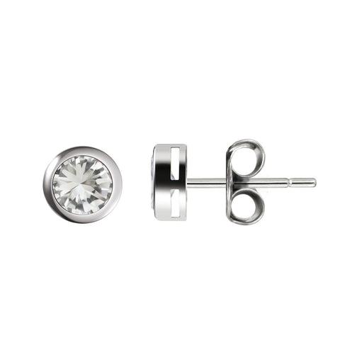 Small & Dainty Natural White Topaz Gemstones Stud Earring & 925 Sterling Silver. Gem Size: 4mm