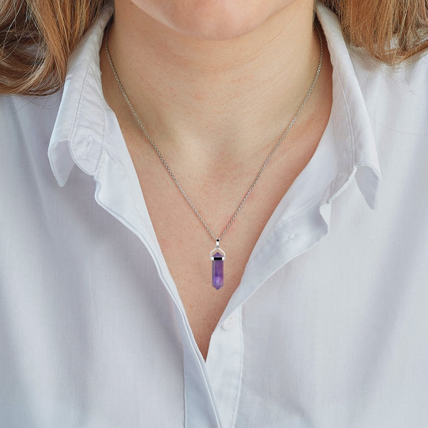 Amethyst Point Pendant on Silver Chain