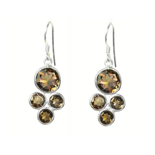 Smoky Quartz and Silver Drop Earrings - Franki Baker Jewellery