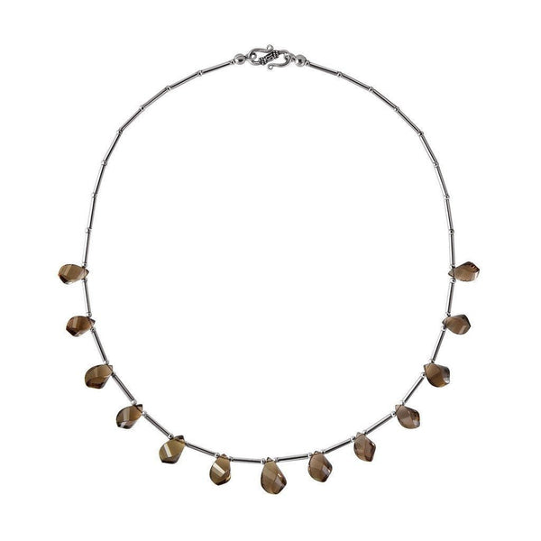 Spiral Faceted Smoky Topaz and Sterling Silver Necklace - Franki Baker Jewellery