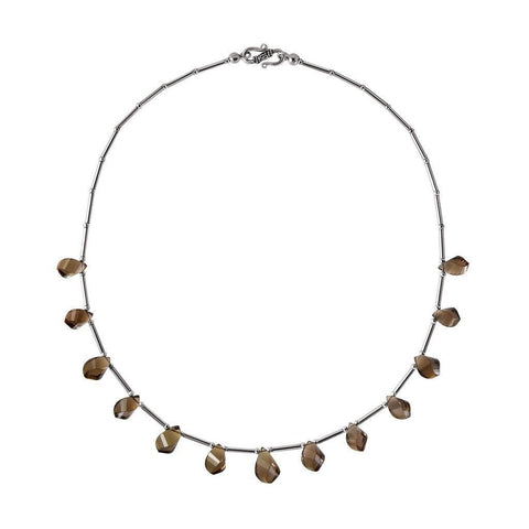 Spiral Faceted Smoky Topaz and Sterling Silver Necklace - Franki Baker Jewellery