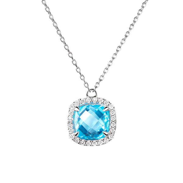 Square Blue Topaz CZ & Sterling Silver Necklace & Earring Set - Franki Baker Jewellery