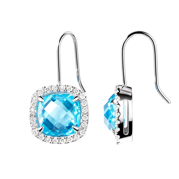 Square Blue Topaz CZ & Sterling Silver Necklace & Earring Set - Franki Baker Jewellery