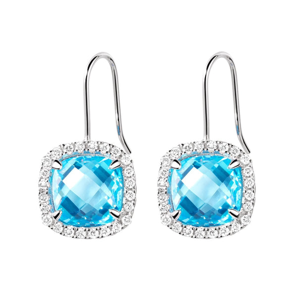 Square Blue Topaz CZ & Sterling Silver Necklace & Earring Set - Franki Baker Jewellery