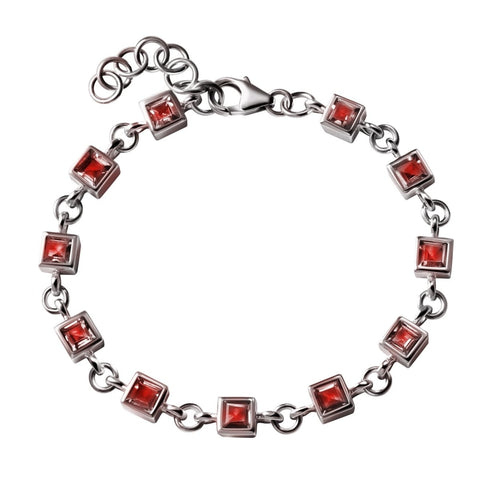 Square Cut Garnet and Sterling Silver Tennis Bracelet - Franki Baker Jewellery