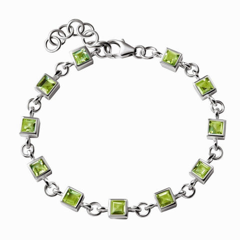 Square Cut Peridot and Sterling Sterling Silver Tennis Bracelet - Franki Baker Jewellery