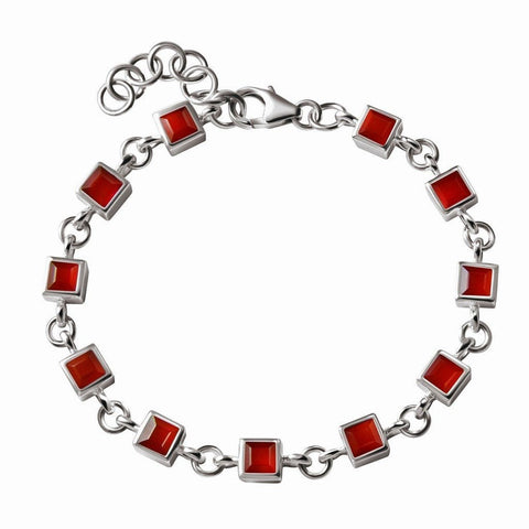 Square Cut Red Onyx and Sterling Silver Tennis Bracelet - Franki Baker Jewellery