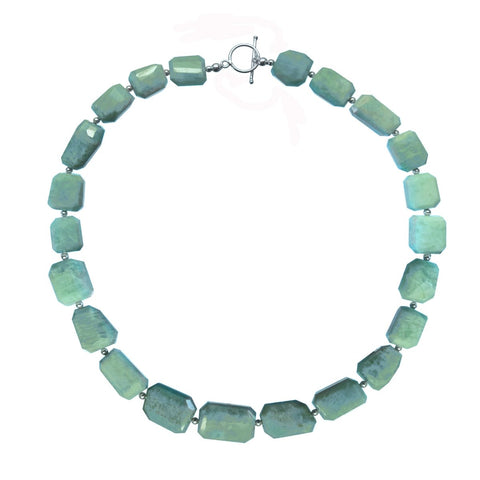 Statement Amazonite Gemstone & Silver Necklace. Length: 50cm
