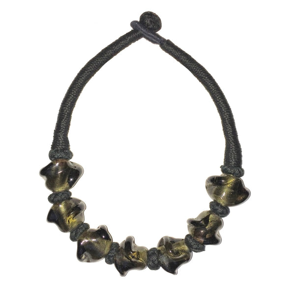 Statement Black & Gold Glass Choker Necklace. Length :45cm - Franki Baker Jewellery