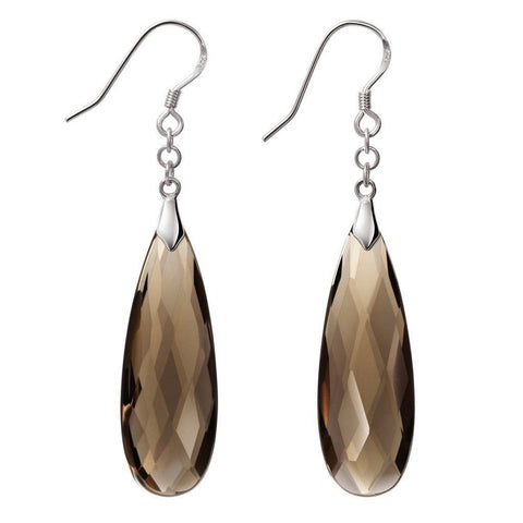 Statement Brown Smoky Quartz and Sterling Silver Earrings - Franki Baker Jewellery