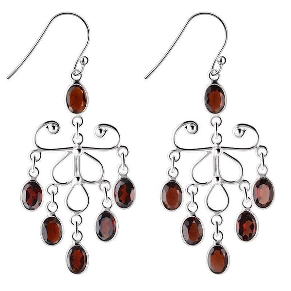 Statement Garnet and Sterling Silver Chandelier Drop Earrings - Franki Baker Jewellery
