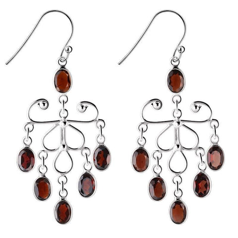 Statement Garnet and Sterling Silver Chandelier Drop Earrings - Franki Baker Jewellery