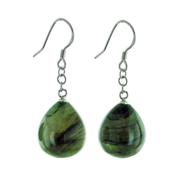 Statement Pear Drop Iridescent Labradorite Sterling Silver Earrings - Franki Baker Jewellery