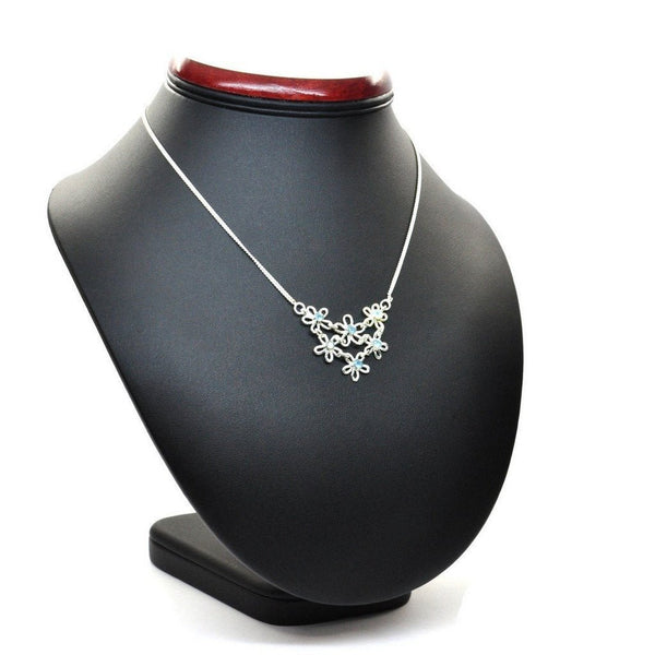 Sterling Silver and Aqua Chalcedony Daisy Flower Necklace - Franki Baker Jewellery