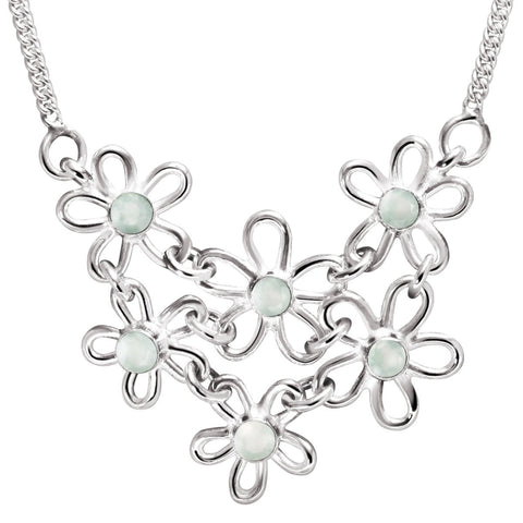 Sterling Silver and Aqua Chalcedony Daisy Flower Necklace - Franki Baker Jewellery