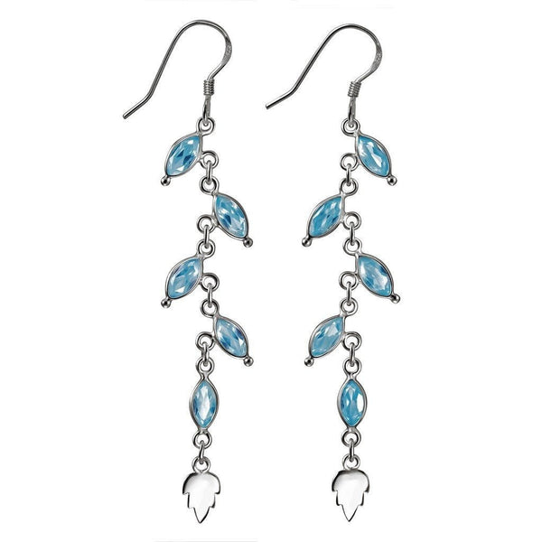 Sterling Silver and Aquamarine Blue Cubic Zirconia Drop Earrings - Franki Baker Jewellery