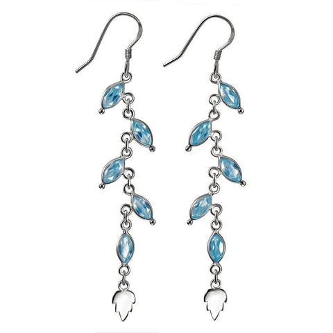 Sterling Silver and Aquamarine Blue Cubic Zirconia Drop Earrings - Franki Baker Jewellery