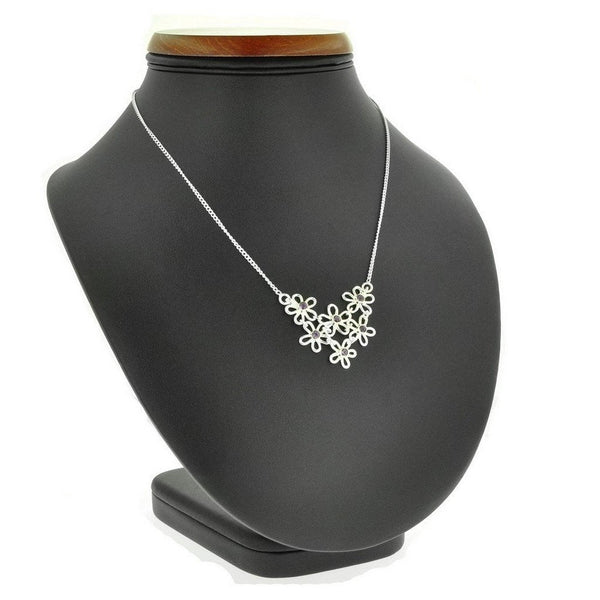 Sterling Silver and Aquamarine Coloured CZ Daisy Flower Necklace - Franki Baker Jewellery