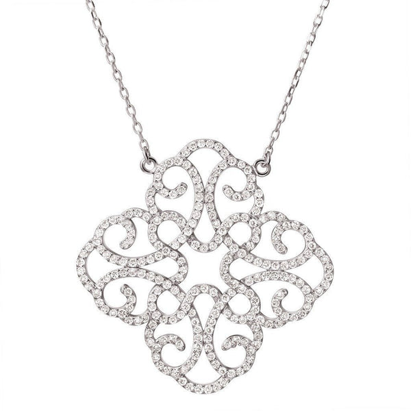 Sterling Silver and Faceted Crystals Lovers Knot Pendant Necklace - Franki Baker Jewellery