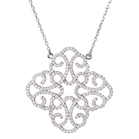 Sterling Silver and Faceted Crystals Lovers Knot Pendant Necklace - Franki Baker Jewellery