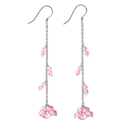 Sterling Silver and Faceted Pink Cubic Zirconia Crystal Drop Earrings - Franki Baker Jewellery