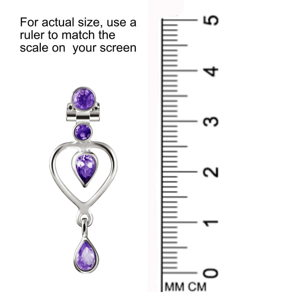 Sterling Silver and Heart Shaped Amethyst Drop Earrings - Franki Baker Jewellery