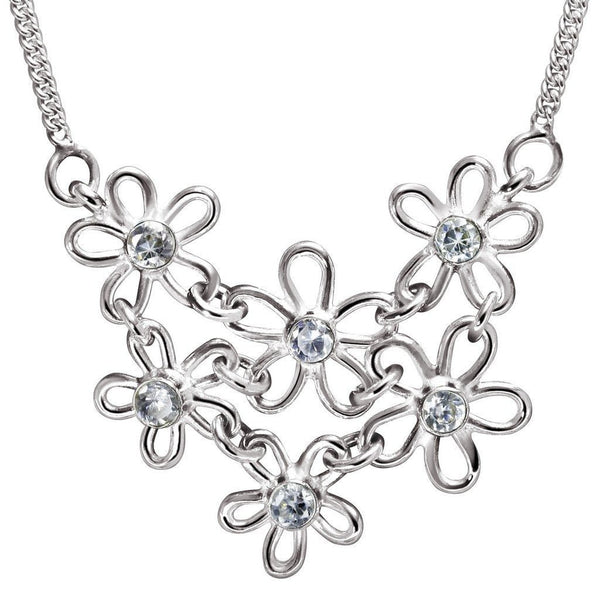 Sterling Silver and Simulated Diamond CZ Daisy Flower Necklace - Franki Baker Jewellery