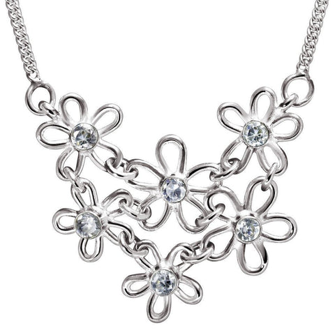 Sterling Silver and Simulated Diamond CZ Daisy Flower Necklace - Franki Baker Jewellery