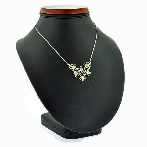 Sterling Silver and Simulated Diamond CZ Daisy Flower Necklace - Franki Baker Jewellery