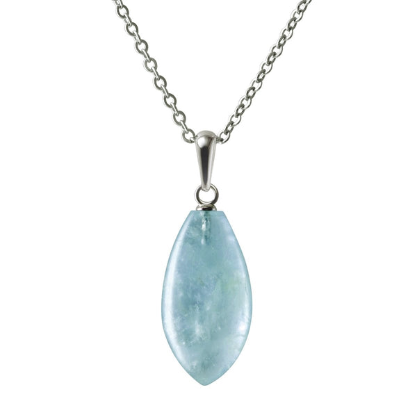 Sterling Silver & Aquamarine Gemstone Leaf Pendant Necklace