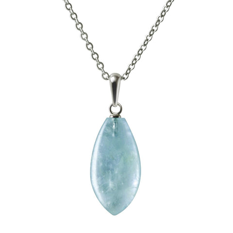 Sterling Silver & Aquamarine Gemstone Leaf Pendant Necklace