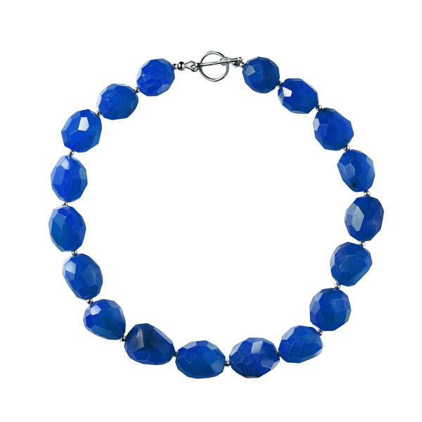 Sterling Silver Chunky Statement Blue Onyx Gemstone Necklace. Length: 45cm - Franki Baker Jewellery
