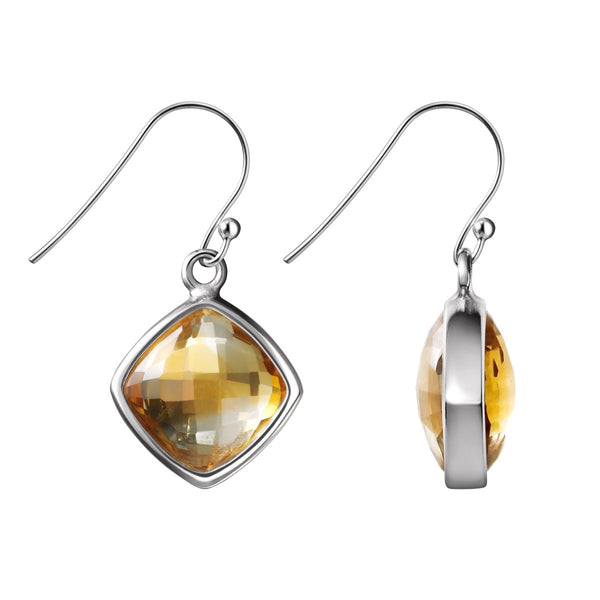 Sterling Silver & Facetted Natural Citrine Gemstone Drop Dangle Earrings - Franki Baker Jewellery