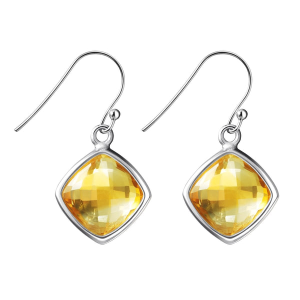 Sterling Silver & Facetted Natural Citrine Gemstone Drop Dangle Earrings - Franki Baker Jewellery