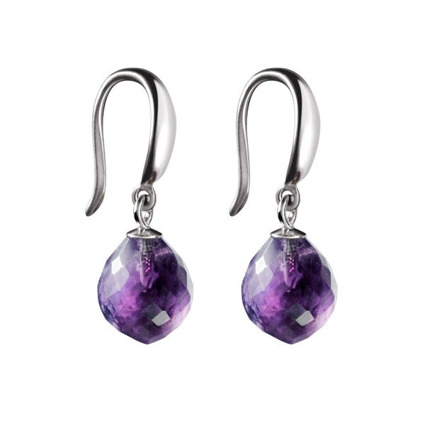 Sterling Silver Fine Facetted Purple Amethyst Gemstone Drop Dangle Earrings - Franki Baker Jewellery