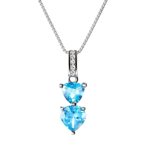 Sterling Silver Heart Shaped Natural Blue Topaz Gemstone Pendant Necklace - Franki Baker Jewellery