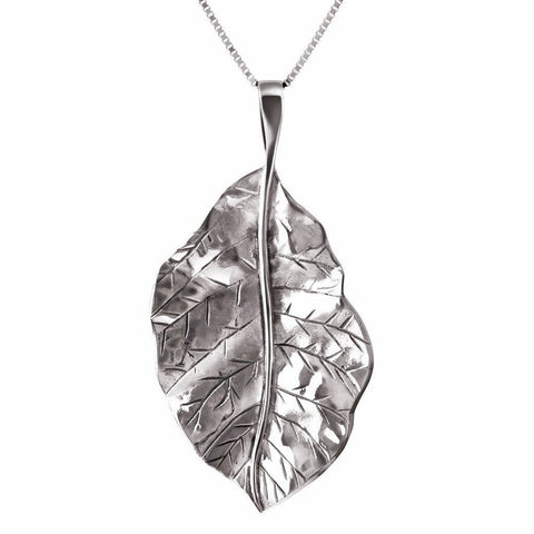 Sterling Silver Leaf Pendant on Silver Chain Neckalce - Franki Baker Jewellery