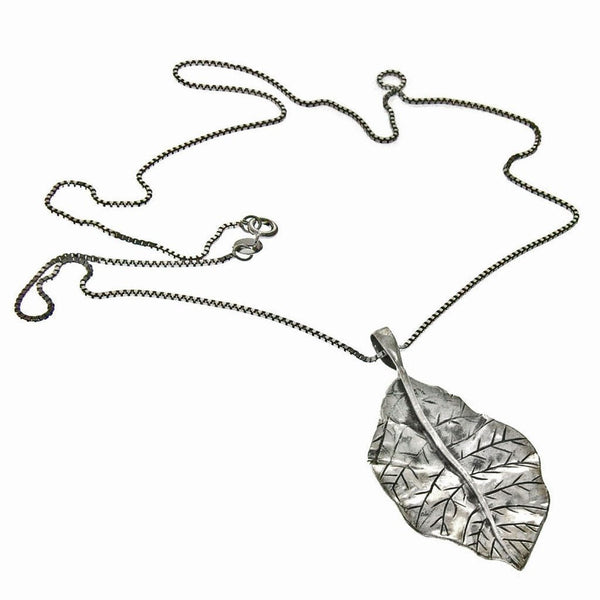 Sterling Silver Leaf Pendant on Silver Chain Neckalce - Franki Baker Jewellery